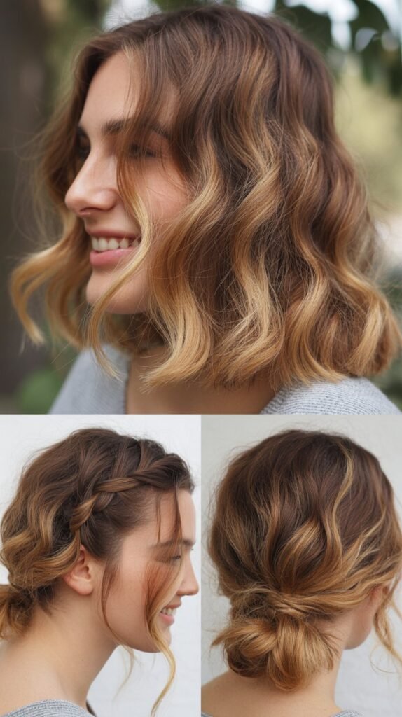 Honeycomb Highlights on Wavy Brown Hair