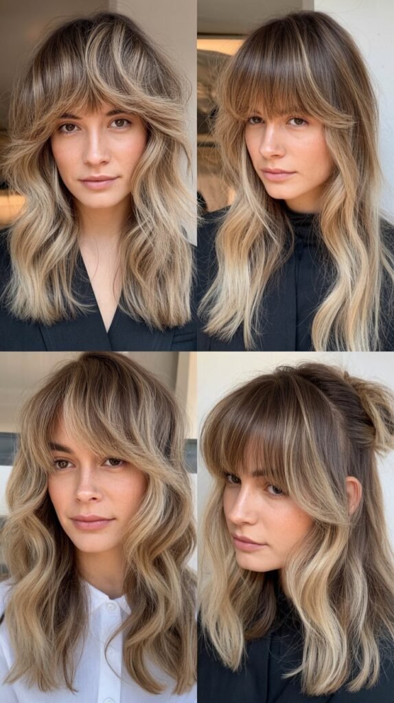 Piecey Curtain Bangs with Nordic Blonde Balayage