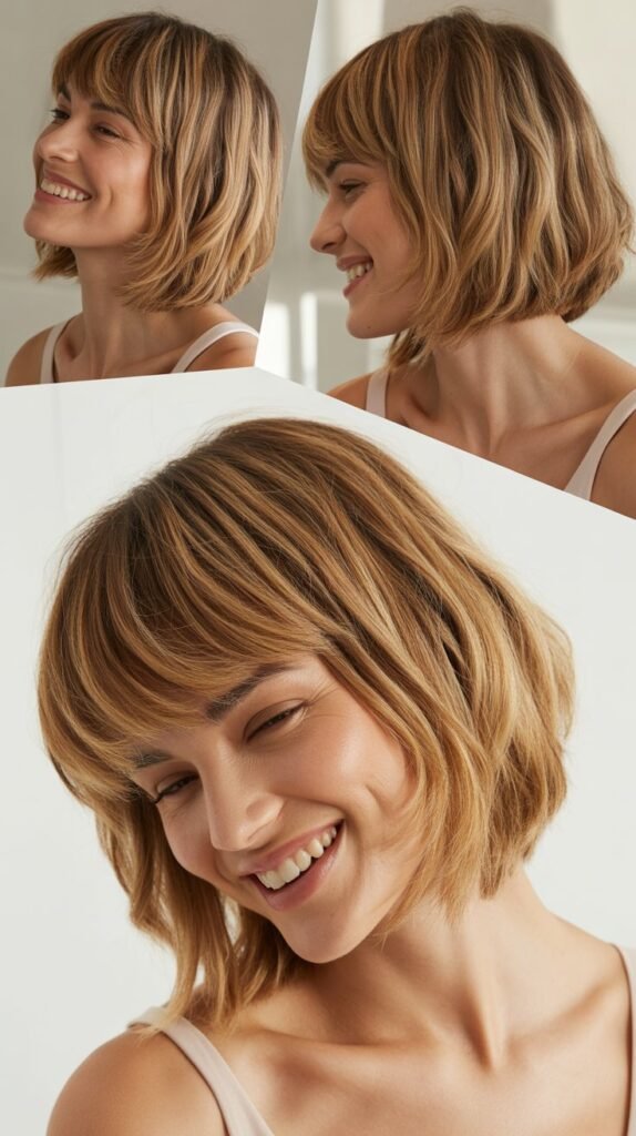 Layered French Bob with Curtain Fringe