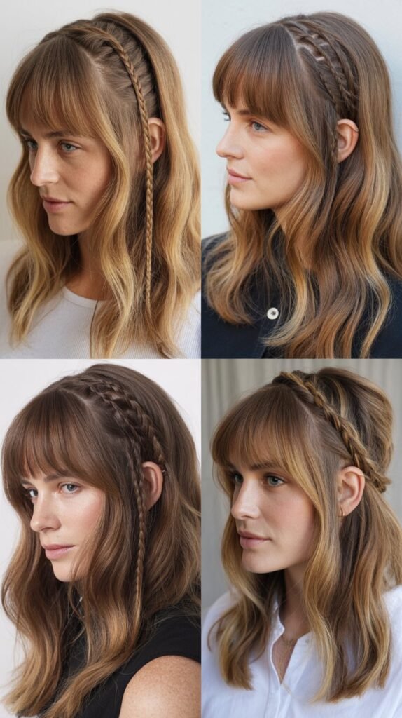 Curtain Bangs with Braided Details