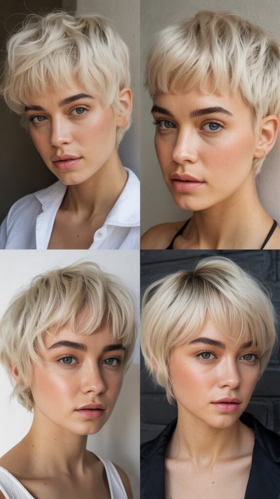 Baby Bangs with Icy Blonde Pixie-Bob