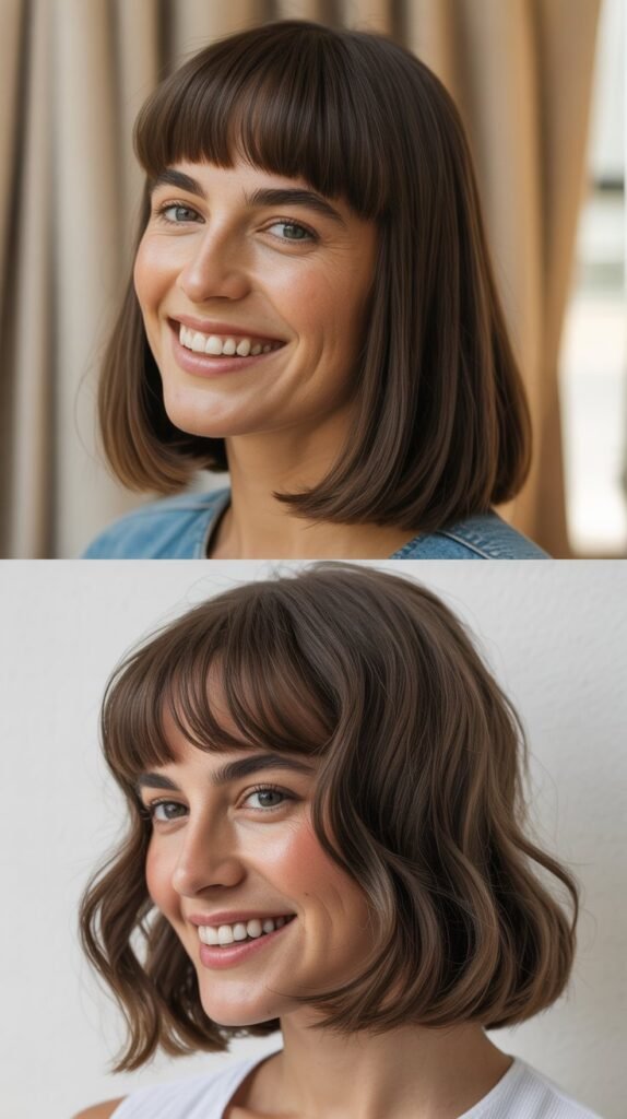  Blunt Long Bob With Curtain Bangs