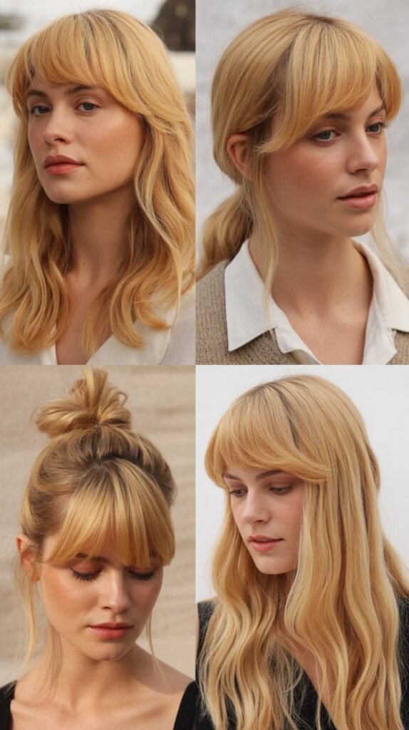 Sunflower Blonde with Thick Side Bangs