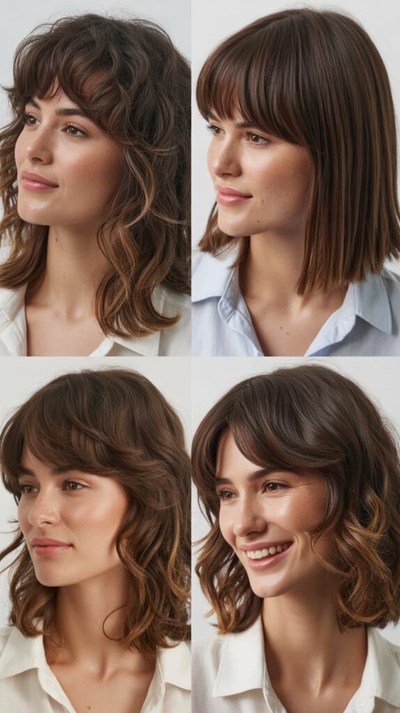 Textured Midi Cut With Piecey Side Bangs
