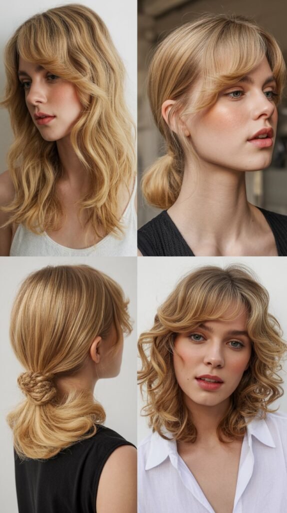 Wheat Blonde with Soft Curved Side Bangs