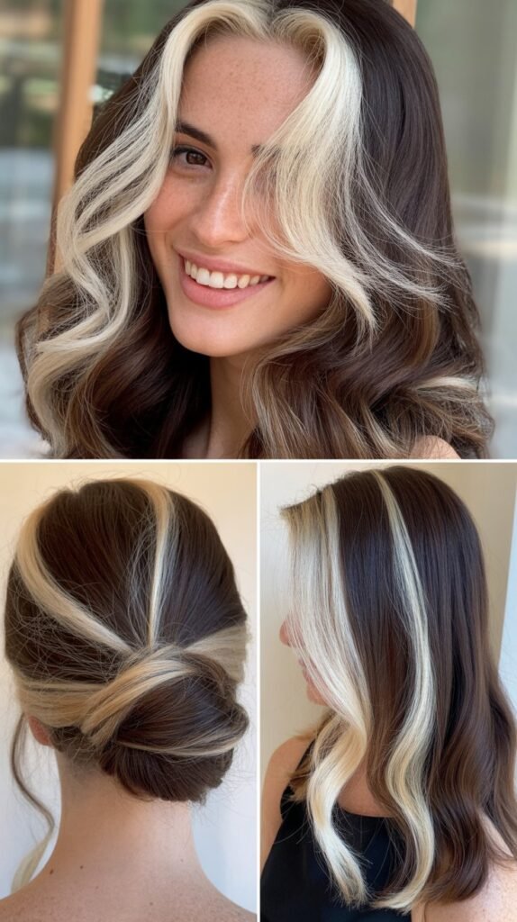 Platinum Blonde Contrast on Espresso Hair