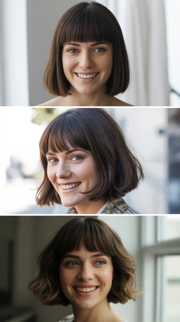 Straight-Across Bangs with Blunt Lob