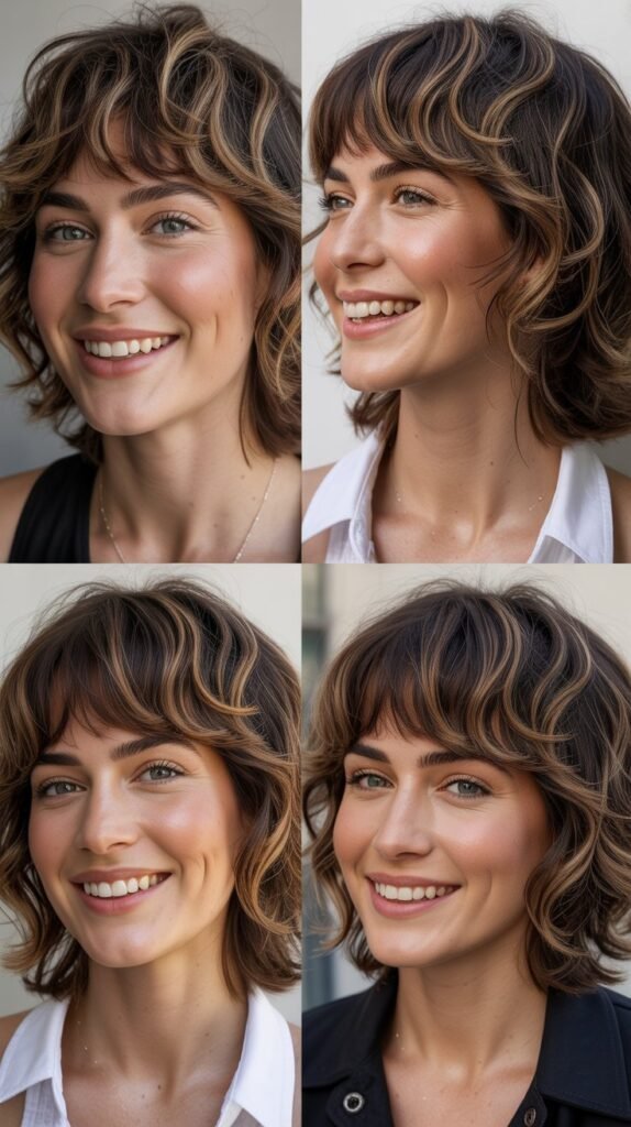 Textured Choppy Bangs with Medium Shag