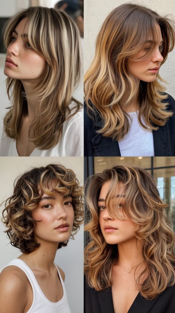  Wolf Cut with Honey Highlights