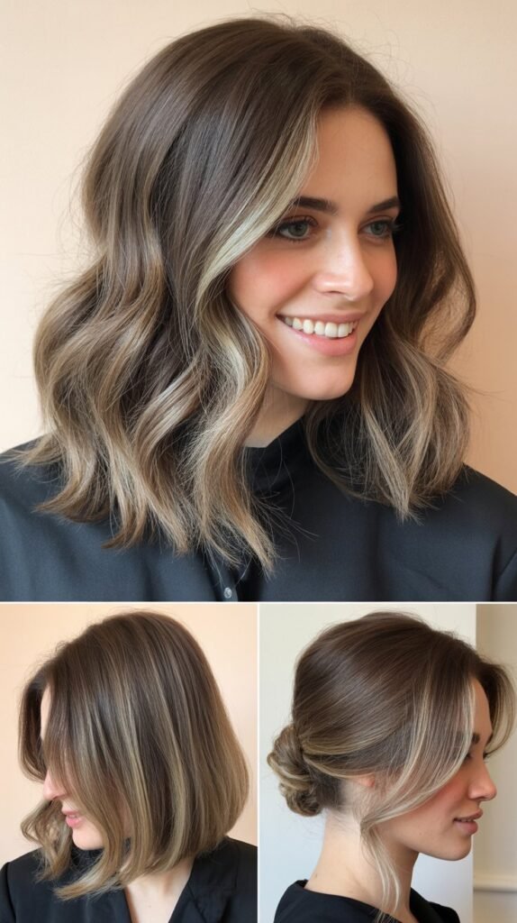 Cool Brown with Ash Blonde Lowlights