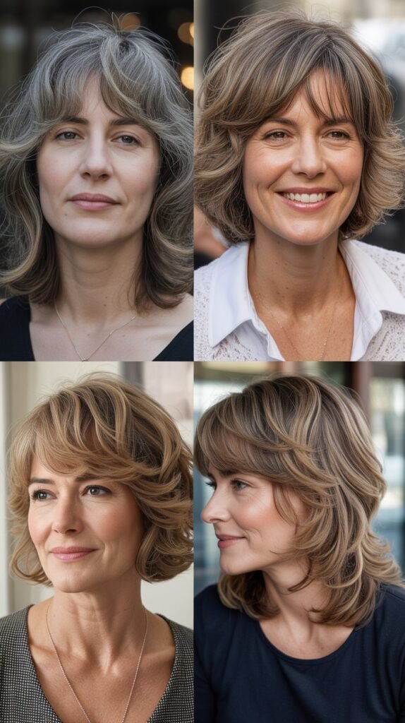 Piece-y Curtain Bangs with Tousled Texture