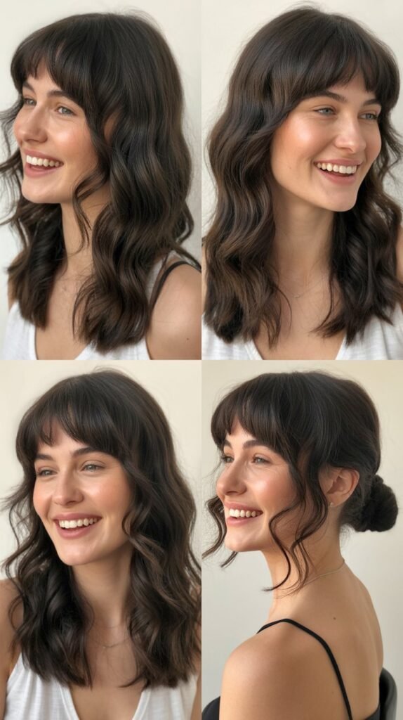 Wavy Midi Cut With Blunt Micro Bangs