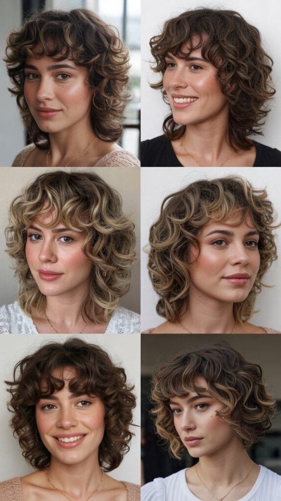 Layered Curls With Curly Bangs