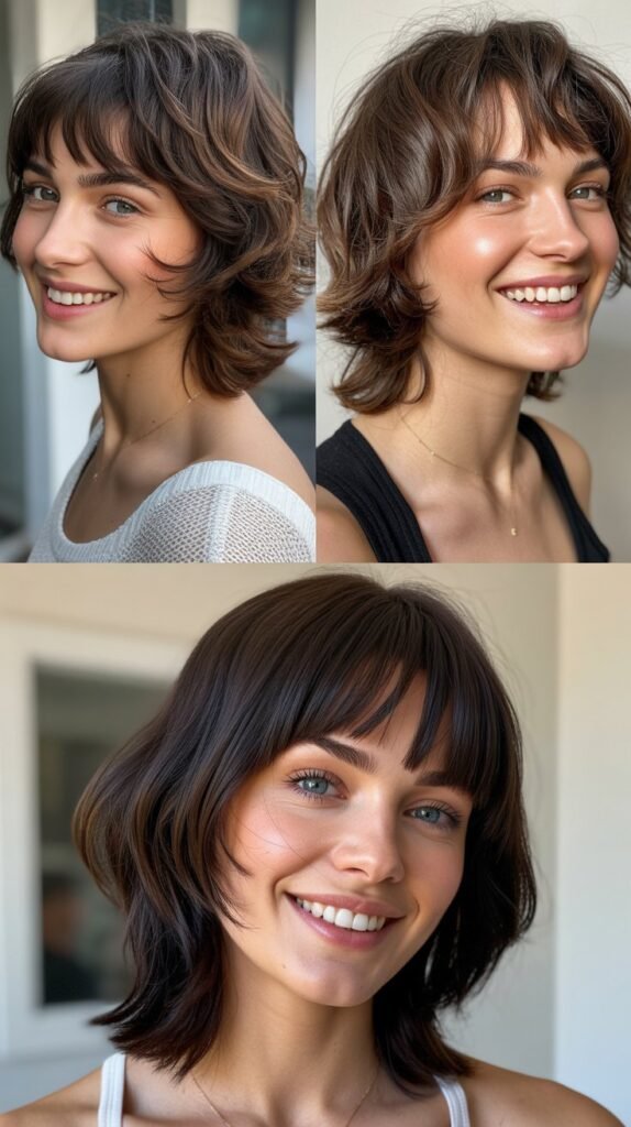 Choppy Asymmetric Bangs with Edgy Medium Cut