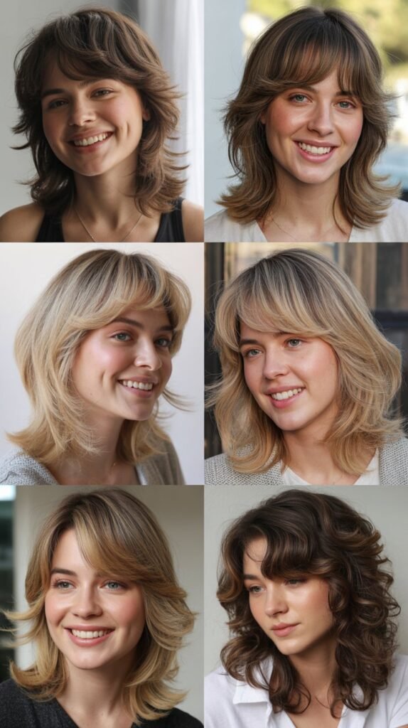 Long Layered Shag With Curtain Bangs