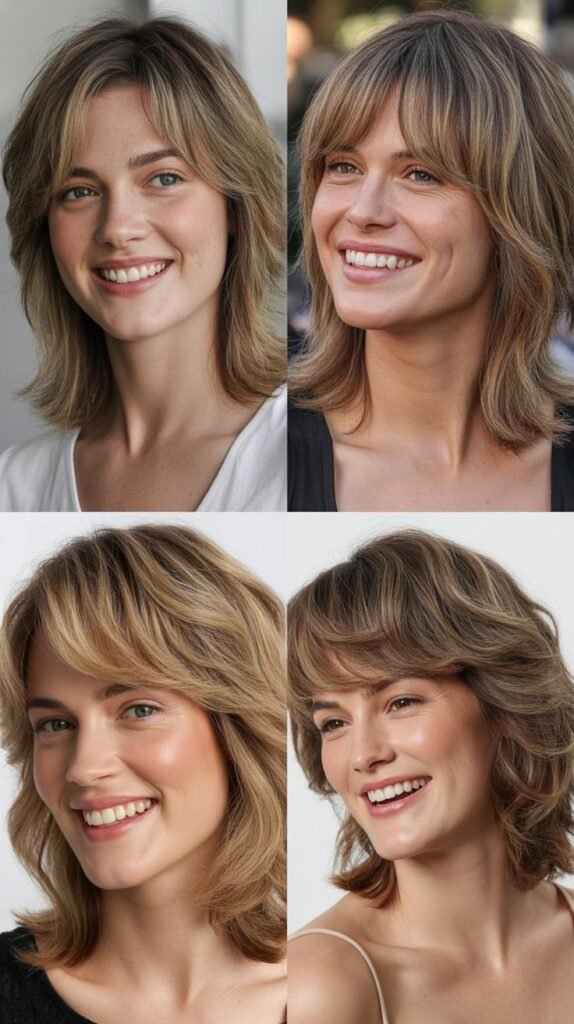 Feathered Bangs with Medium Feathered Hair