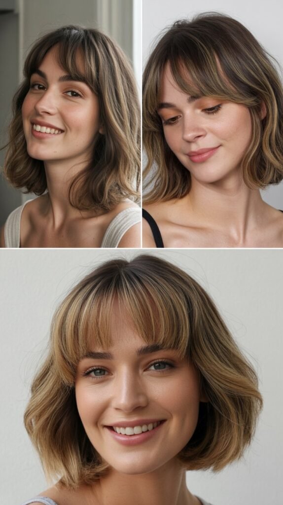 Soft Blunt Bangs with Medium Layers