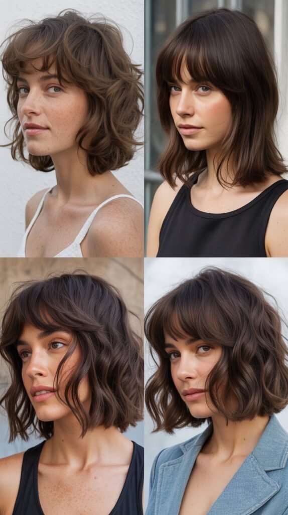 Textured Lob with Feathered Bangs