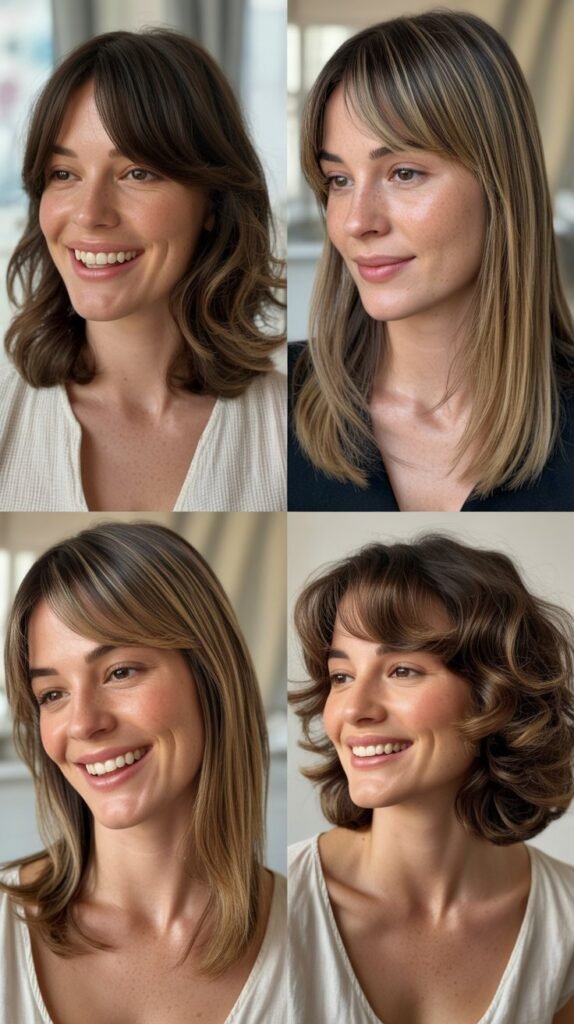 Feathered Bangs with Layered Shoulder-Length Hair