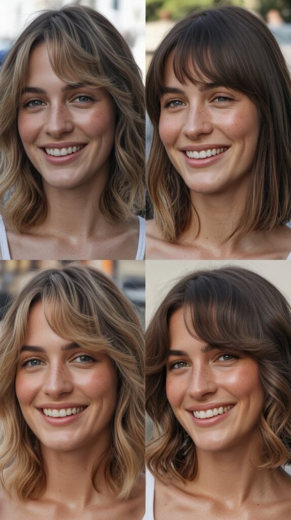 Layered Lob With Feathered Side Bangs