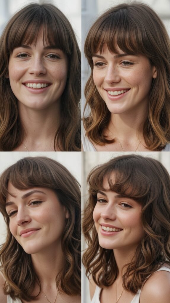 Feathered Blunt Bangs with Medium Hair