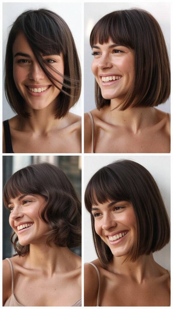 Asymmetrical Bangs with Medium Angled Bob