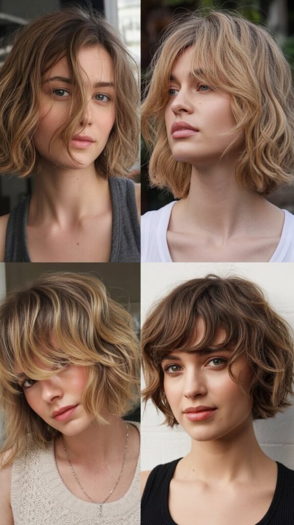 Disheveled Bob With Side Part And Messy Bangs