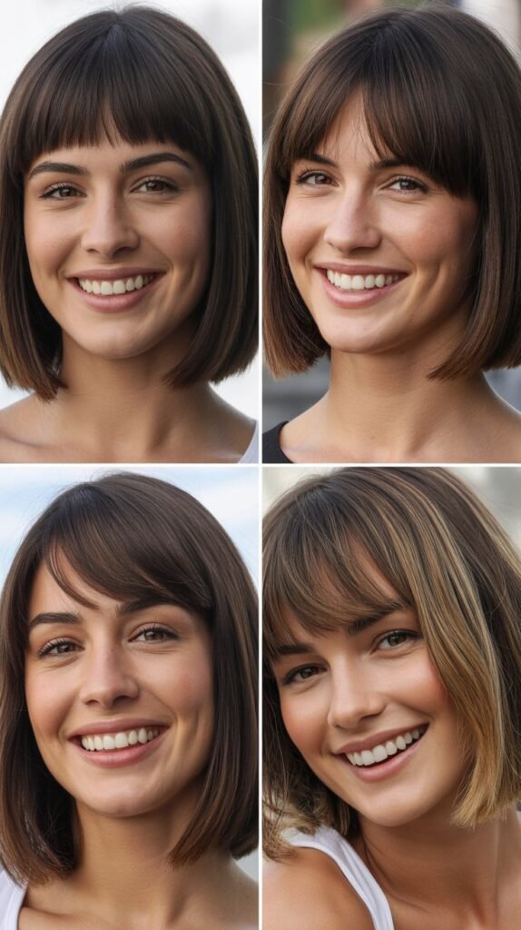 Blunt Bangs with Straight Medium Bob