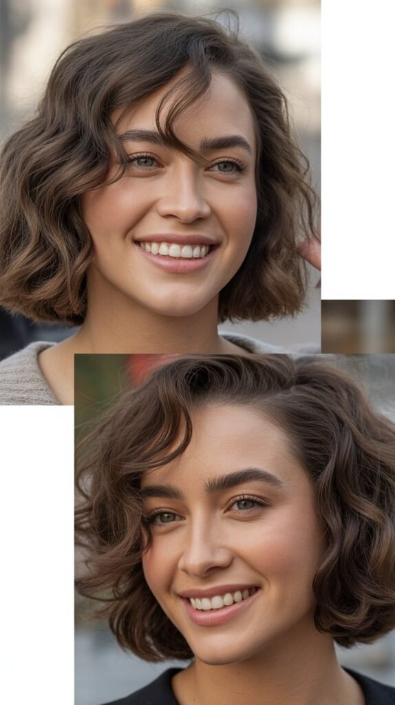  Wavy Shoulder Cut With Diagonal Bangs