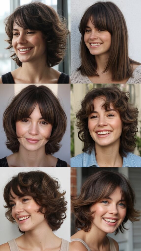 Asymmetrical Layers With Deep Side Part Bangs