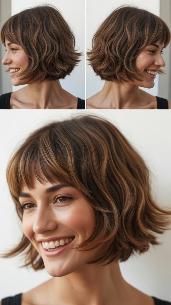 Shaggy Bob with Long Bangs for Thick, Coarse Hair