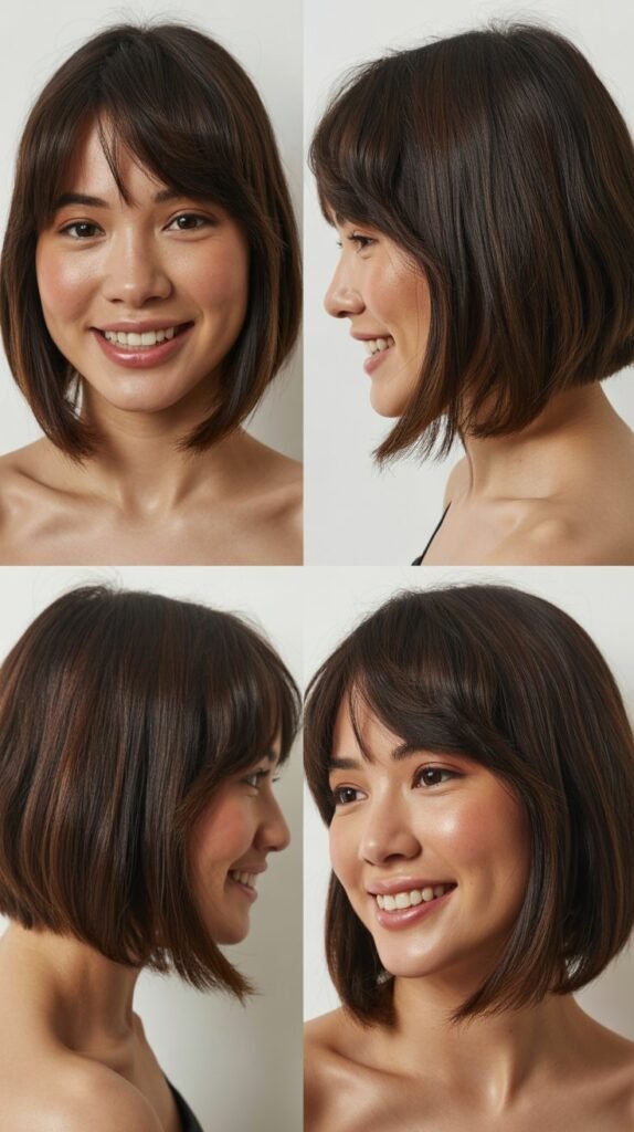 Bob with Long Bangs for Fine, Straight Asian Hair