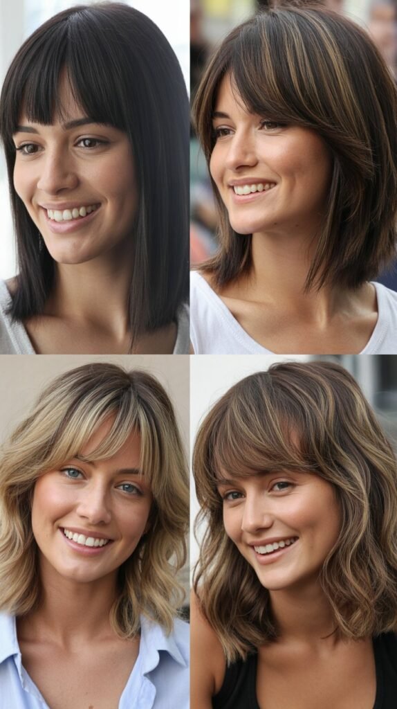 Diagonal Bangs with Angled Medium Hair