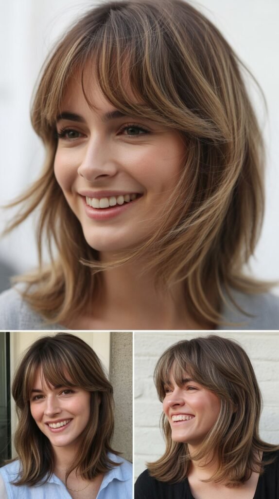 Long Layered Bangs with Medium Layered Lob