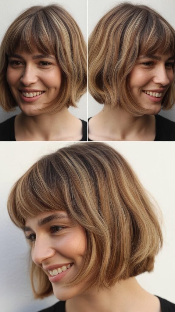 Bob with Long Bangs and Root Shadow