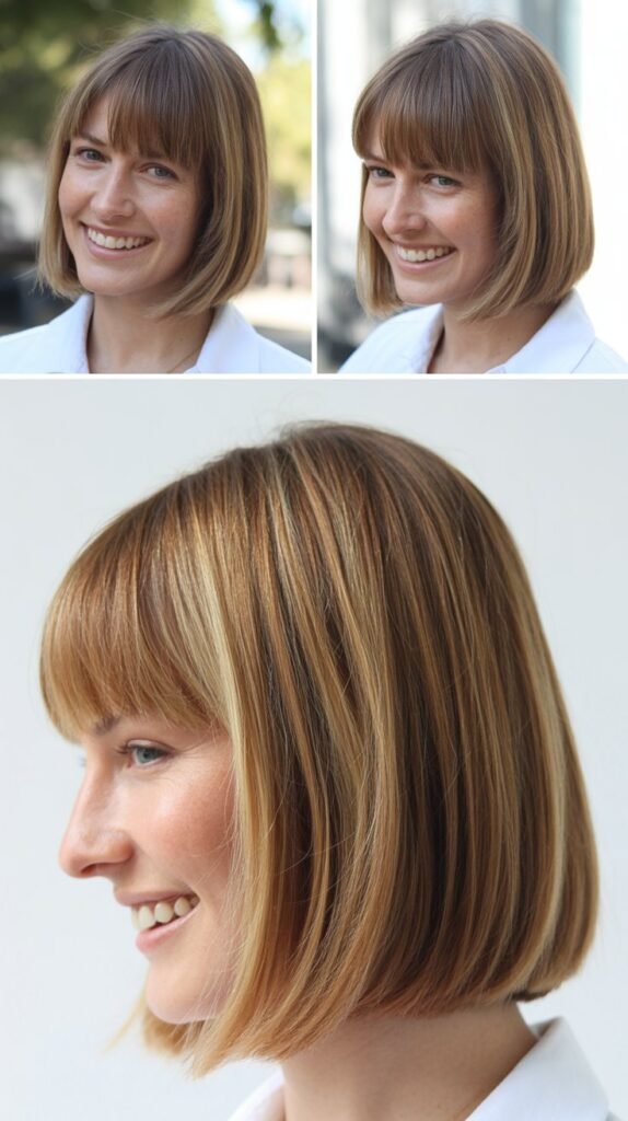 Bob with Long Bangs and Dimensional Highlights