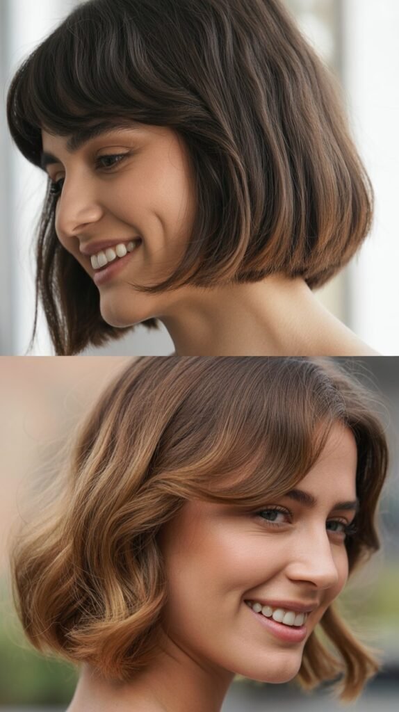  Collarbone-Length Bob with Long Face-Framing Bangs