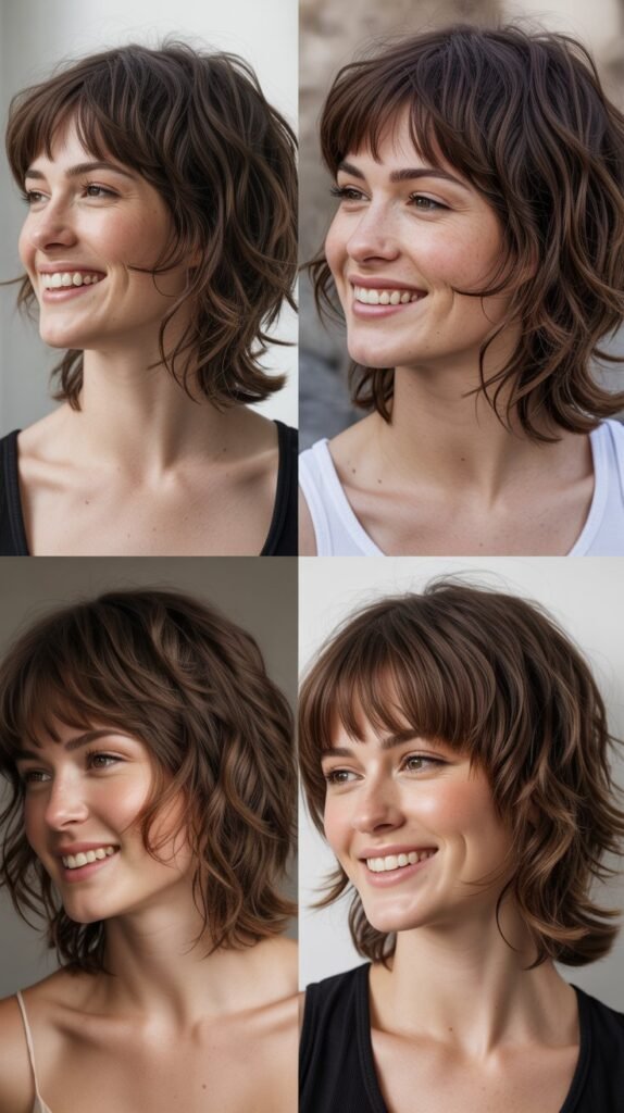 Choppy Layers With Blunt Bangs