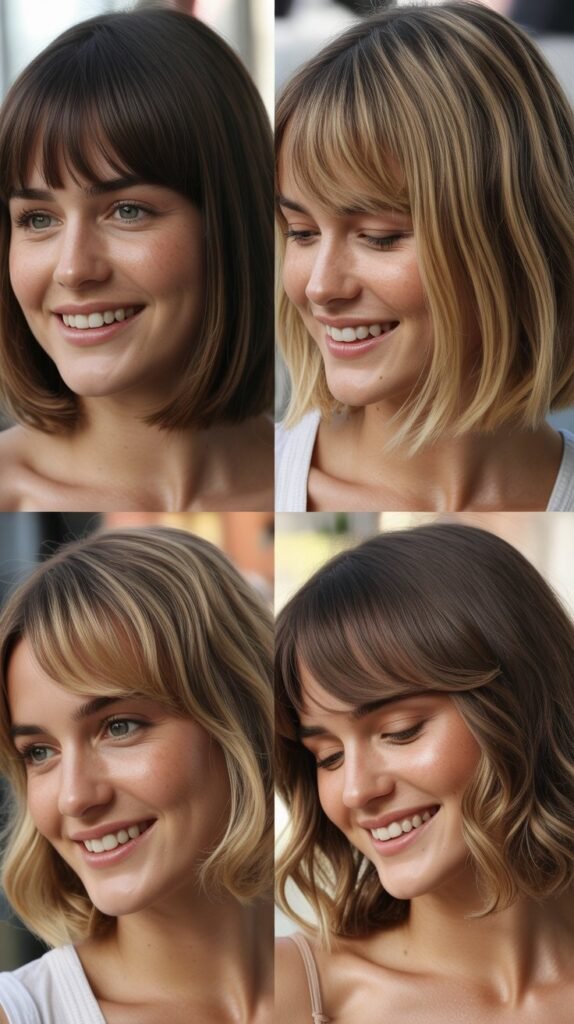 Soft Rounded Bangs with Medium Bob