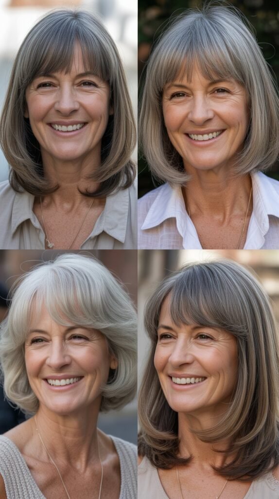 Straight Hair with Curtain Bangs