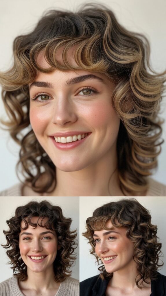  Feathered Bangs with Bouncy Curls