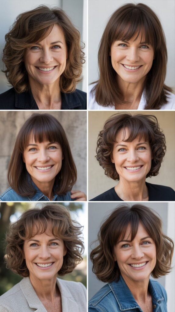 Medium Length with Brow-Skimming Bangs