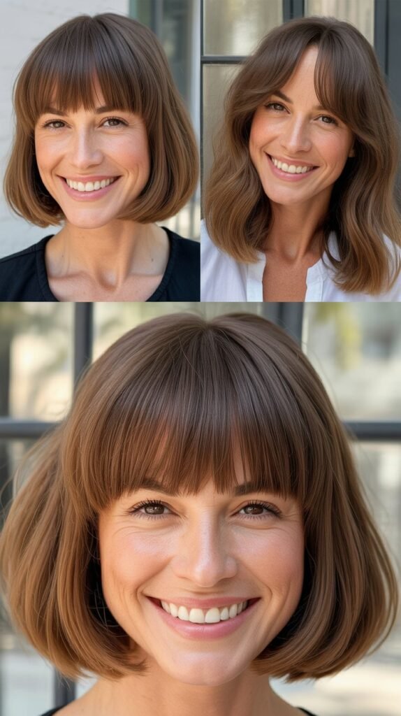 Blunt Lob with Heavy Straight Bangs