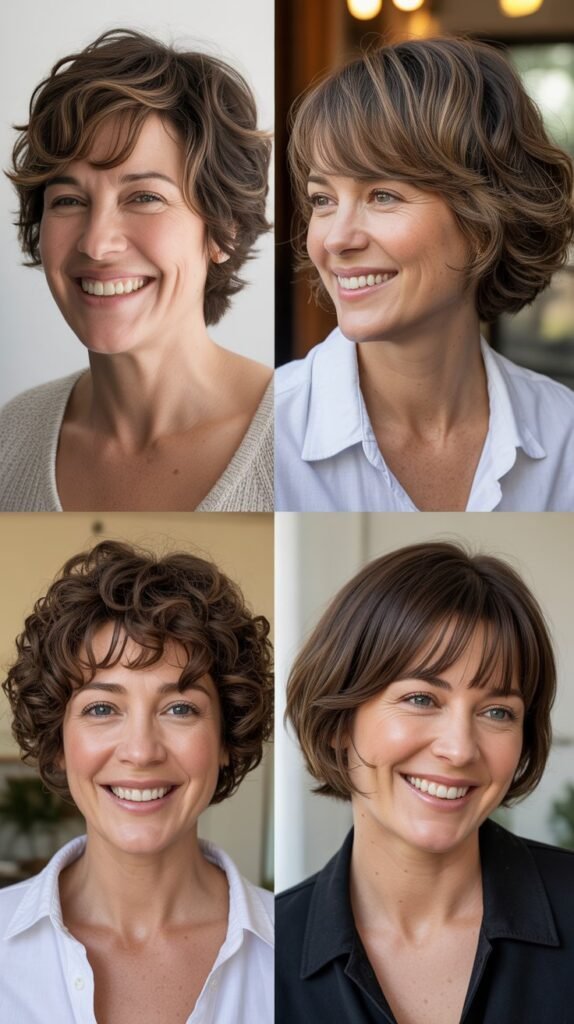 Textured Crop with Forward-Swept Bangs