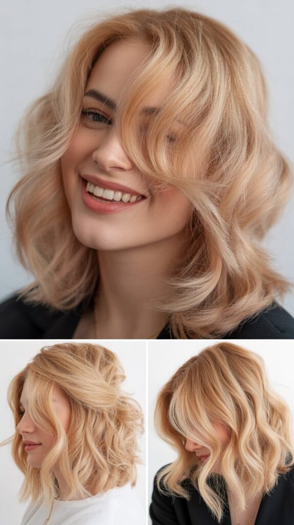 Champagne Rose Blonde with Wispy Layers