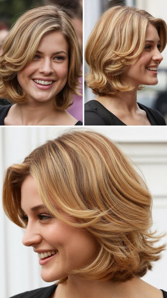  Honey Blonde Layered Lob