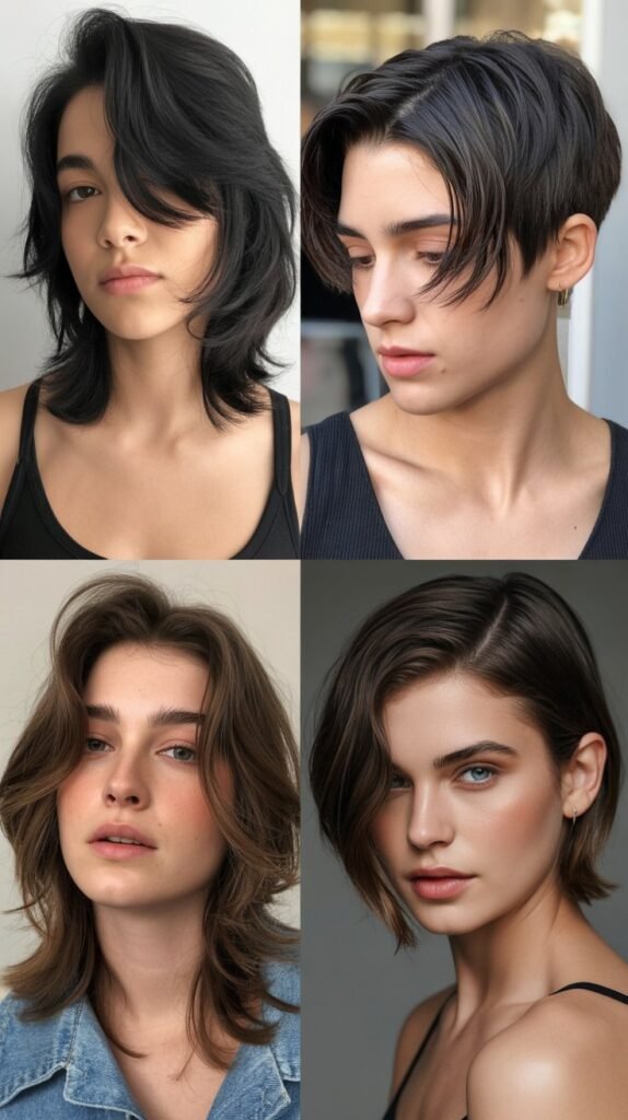  Wolf Cut with Deep Side Part