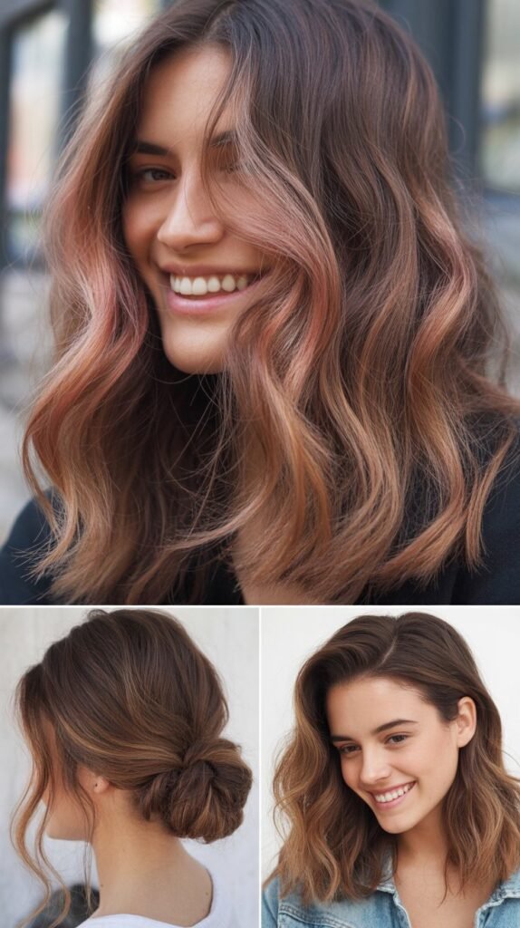Brunette with Rose Gold Highlights