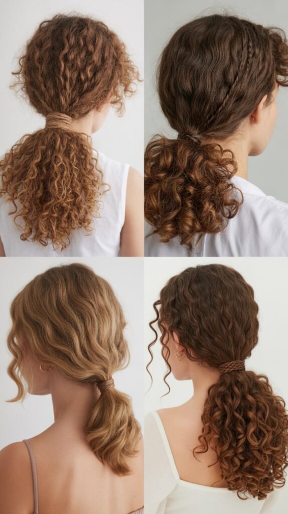 Curly Ponytail with Wrapped Base
