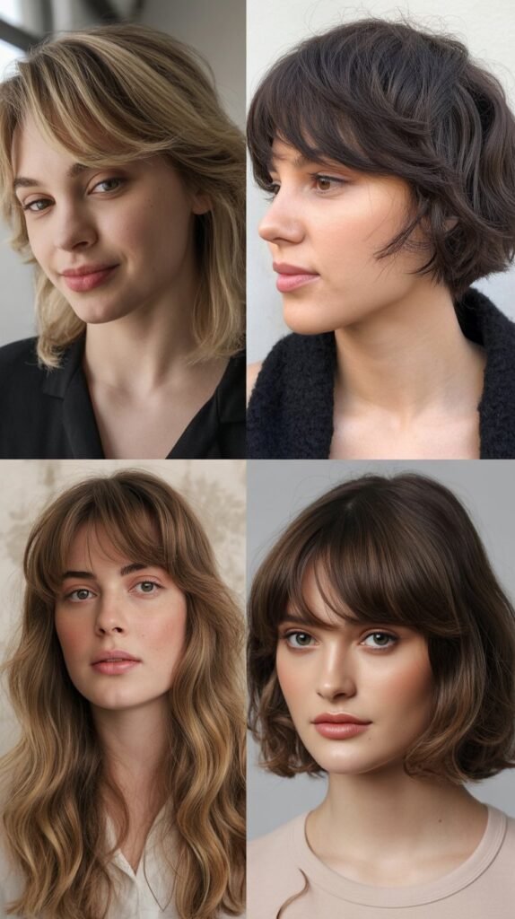  Curved Wispy Bangs with Round Brush Styling